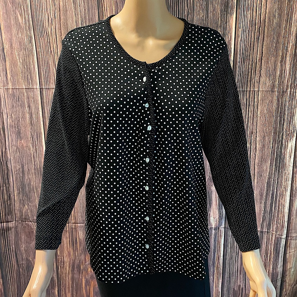 Westbound size XL black and white polka dot boho contemporary blouse top